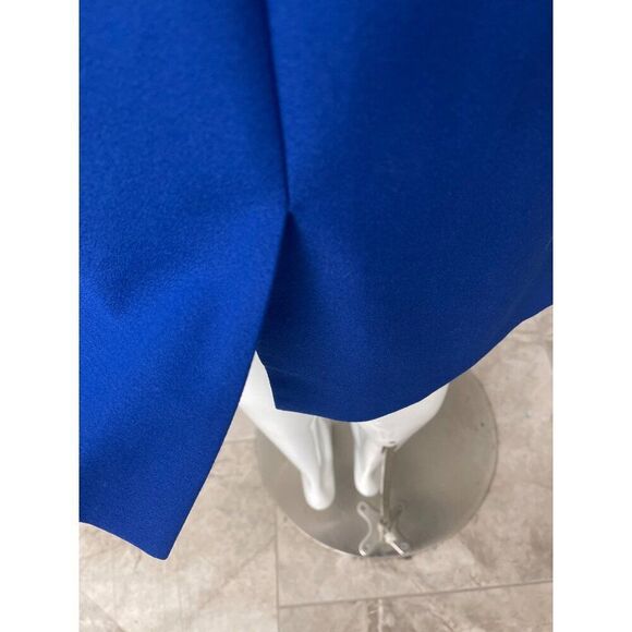 Tahari ASL Women Blue Square Neckline Front Ruched Sheath Dress Size 10 - Picture 7 of 10